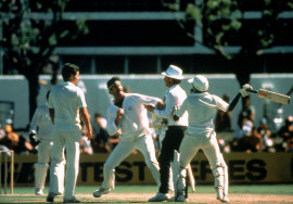 Dennis Lillee and Javed Miandad clash, Australia v Pakistan, Perth, November 17, 1981