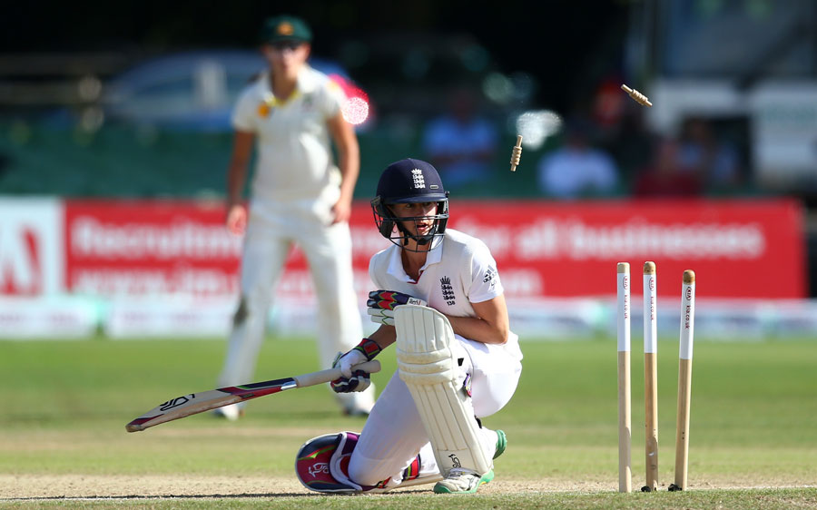 Duck duck go: Lydia Greenway gets bounced and bowled in the Canterbury Test of 2015