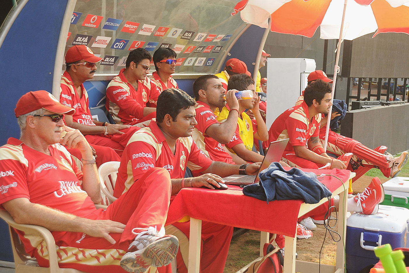 Engine room: laptop-wielding data analysts are not uncommon in the dugout for a T20 match