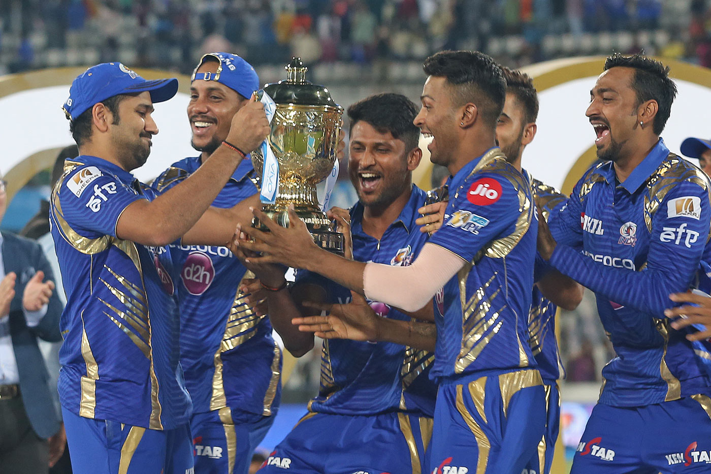 Mumbai Indians celebrate their third IPL title