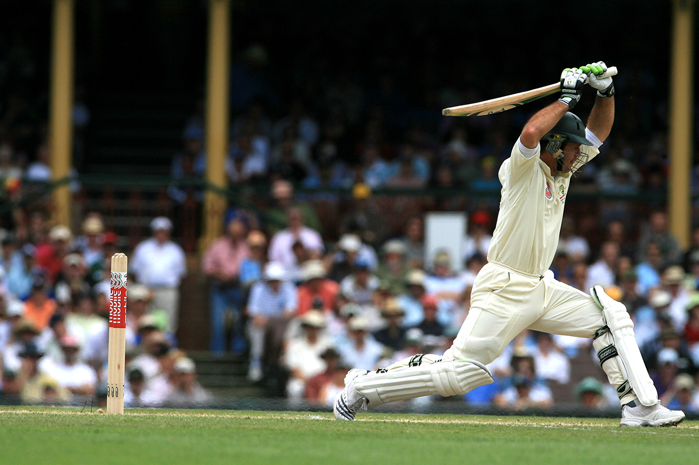 Ricky Ponting lets a delivery go