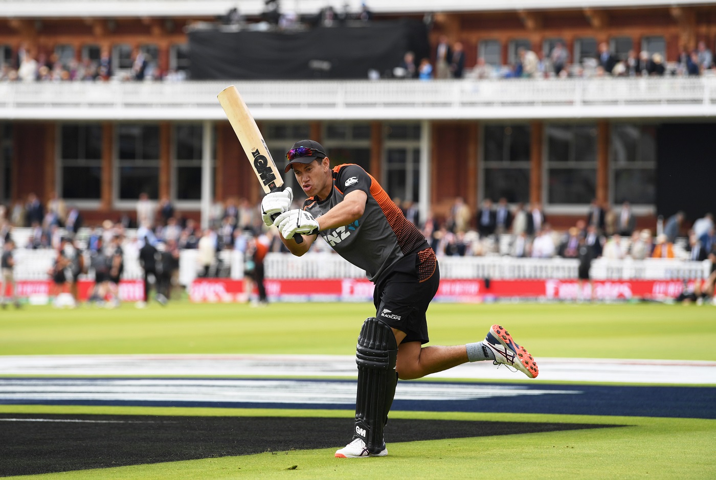Ross Taylor gets some practice in before the start of play in the final