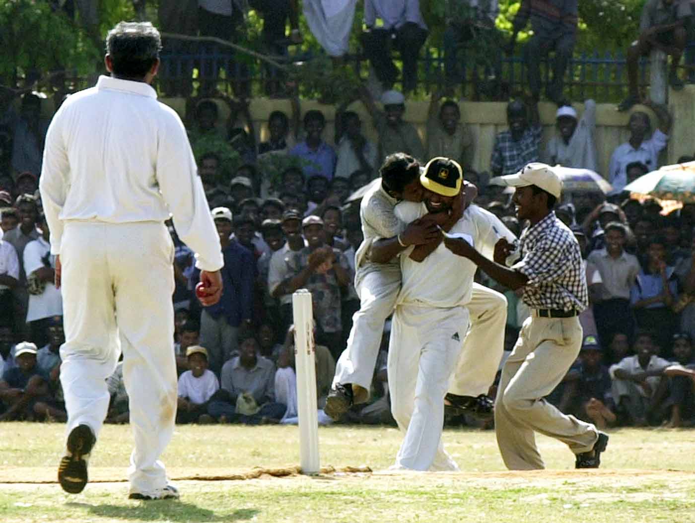 Fans make their affection known during an exhibition match in Jaffna in 2002