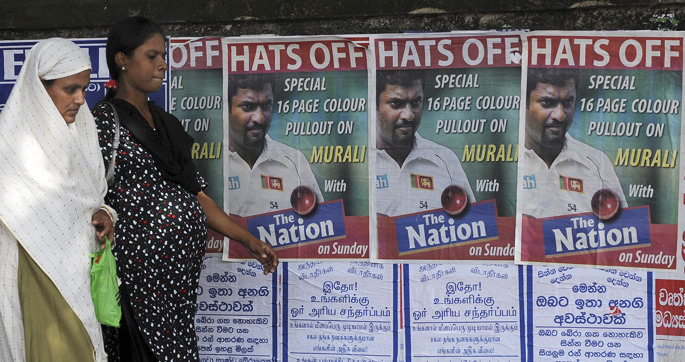 Come ye, come ye: posters advertise special supplements in the lead up to Murali's final Test, in 2010