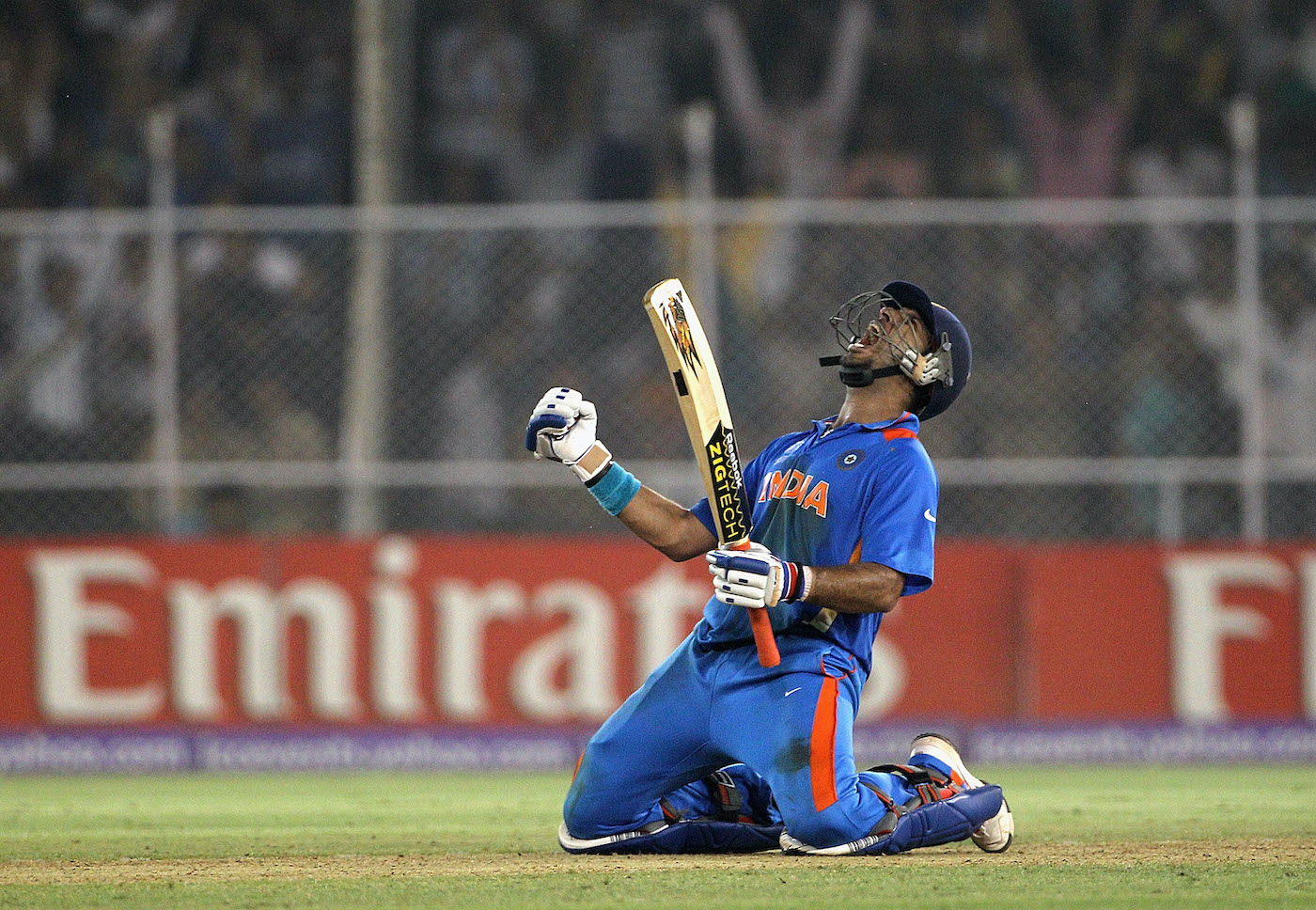 Hear me roar: Yuvraj Singh exults after hitting the winning runs against Australia