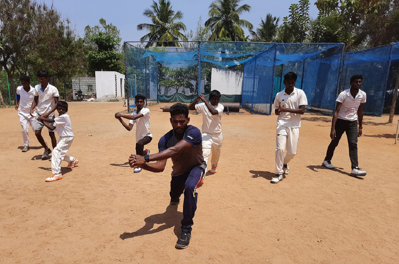 Rise together: G Periyaswamy, who made his name in the TNPL and then played T20s for Tamil Nadu after being backed by Natarajan, coaches kids at his academy