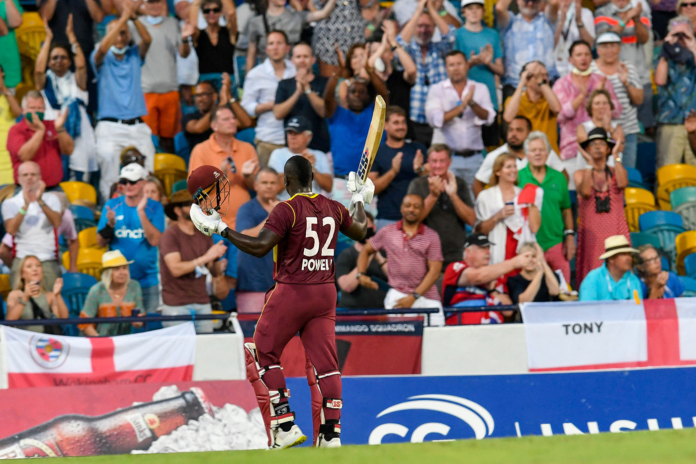 The 107 against England earlier this year came off 53 balls. Powell also took two catches in the game, bagging the Player-of-the-Match award