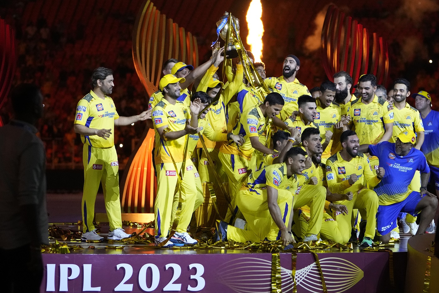 MS Dhoni and co. celebrate their fifth IPL title