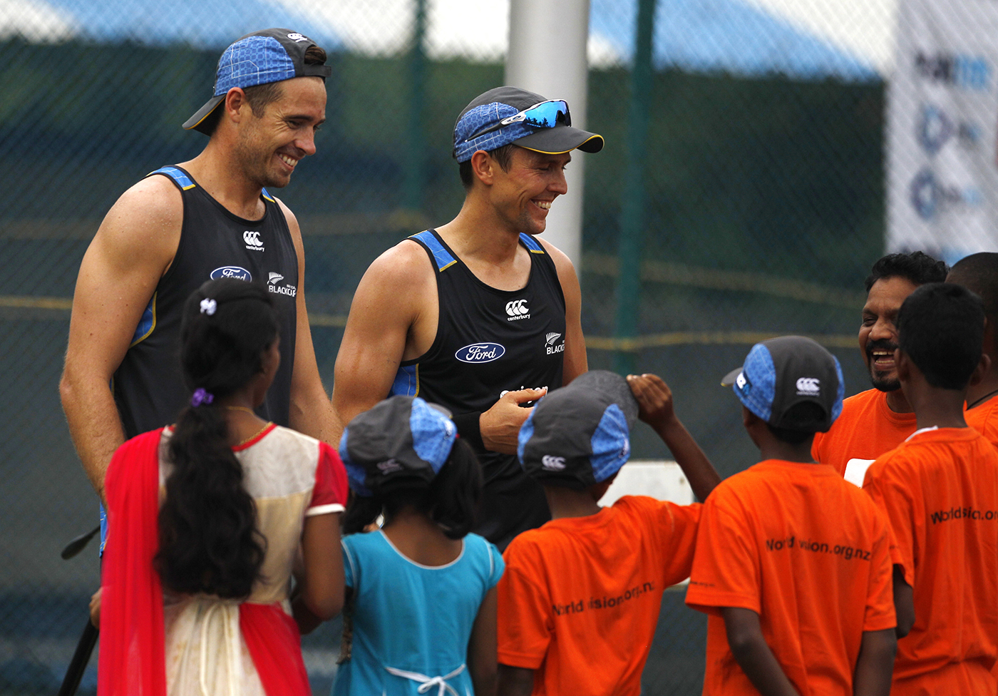 With a bunch of children in Visakhapatnam in 2016. 