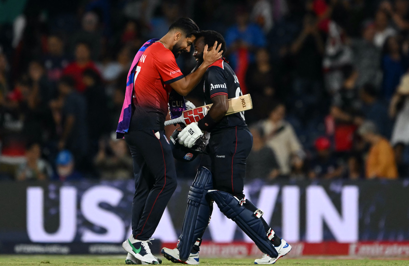 Law on star batter Aaron Jones (right, with Ali Khan): 