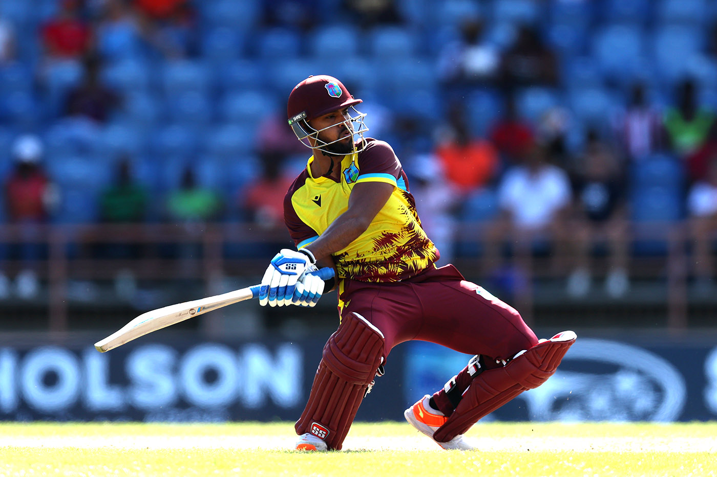 Nicholas Pooran plays a shot