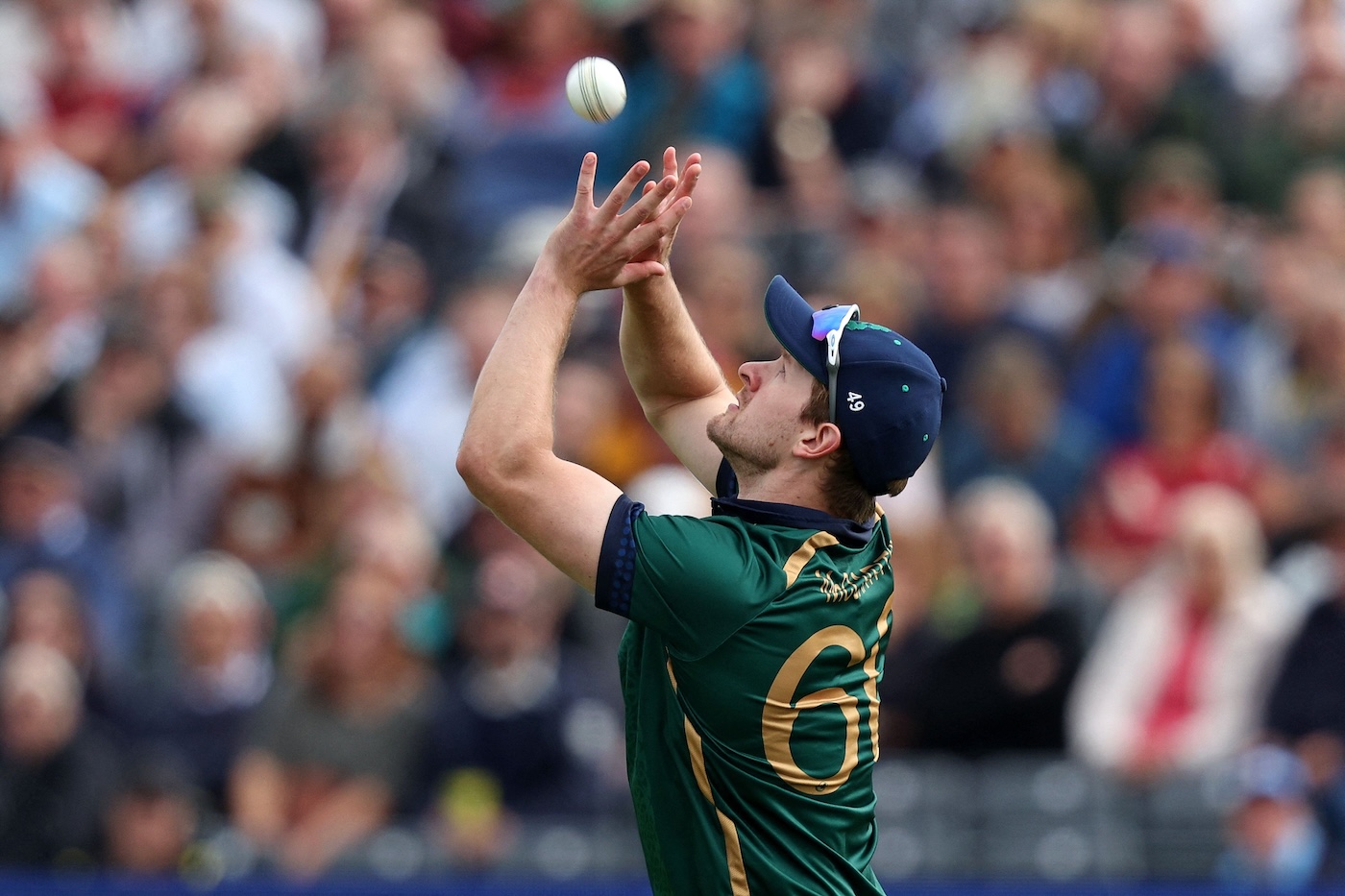 Hands up: getting your hands out in front of and above you while taking a catch gives you better depth perception in relation to the approaching ball
