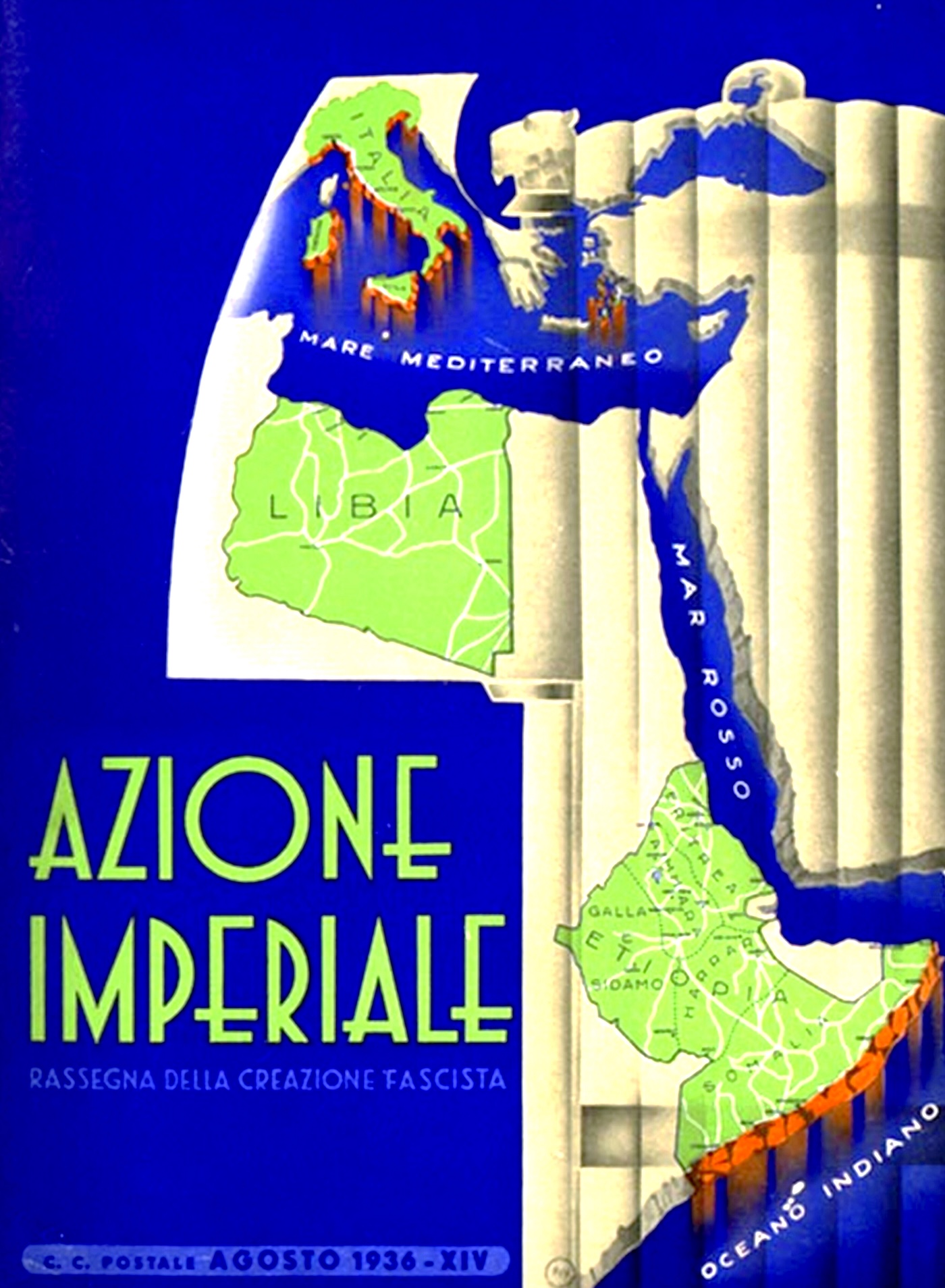 A cover of the Italian Fascist party magazine from 1936 shows Italy's empire in north-east Africa