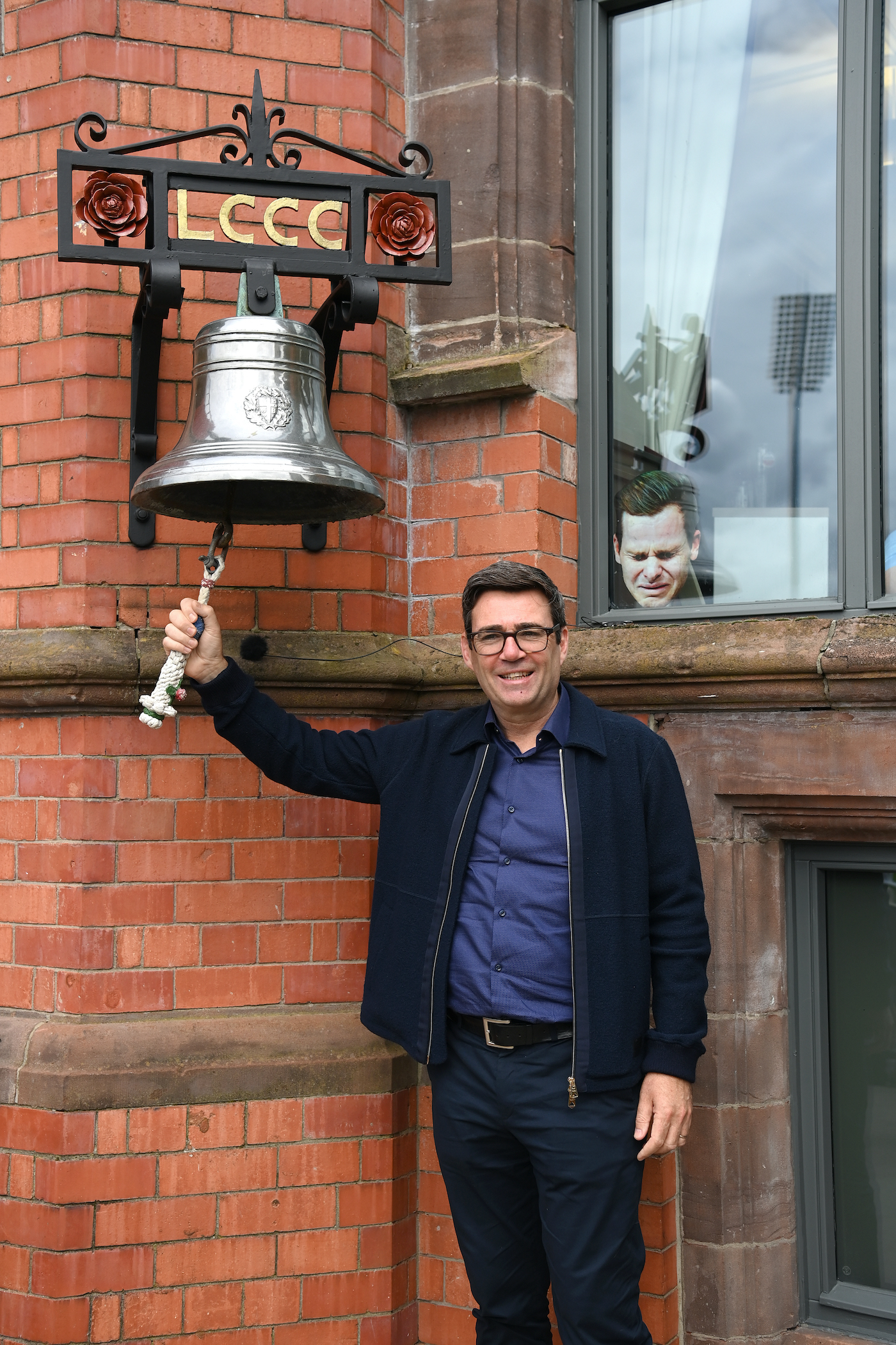 Window dressing: a tearful (picture of) Steven Smith watches the rining of the bell at the Old Trafford Test in 2023