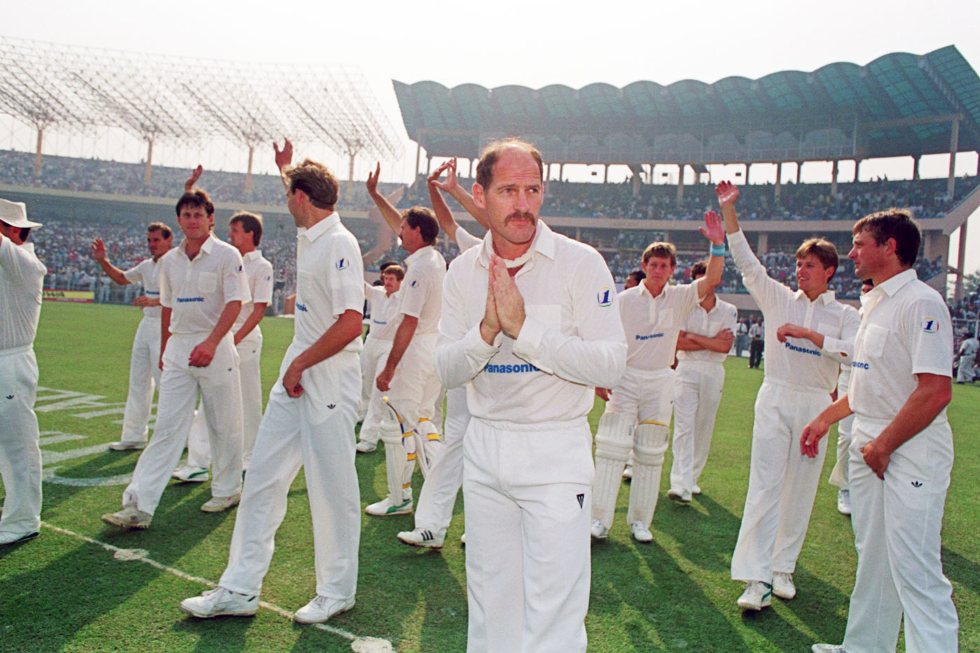 South Africa's Clive Rice leads his team back into international cricket, India v South Africa, first ODI, Calcutta, 10 November, 1991