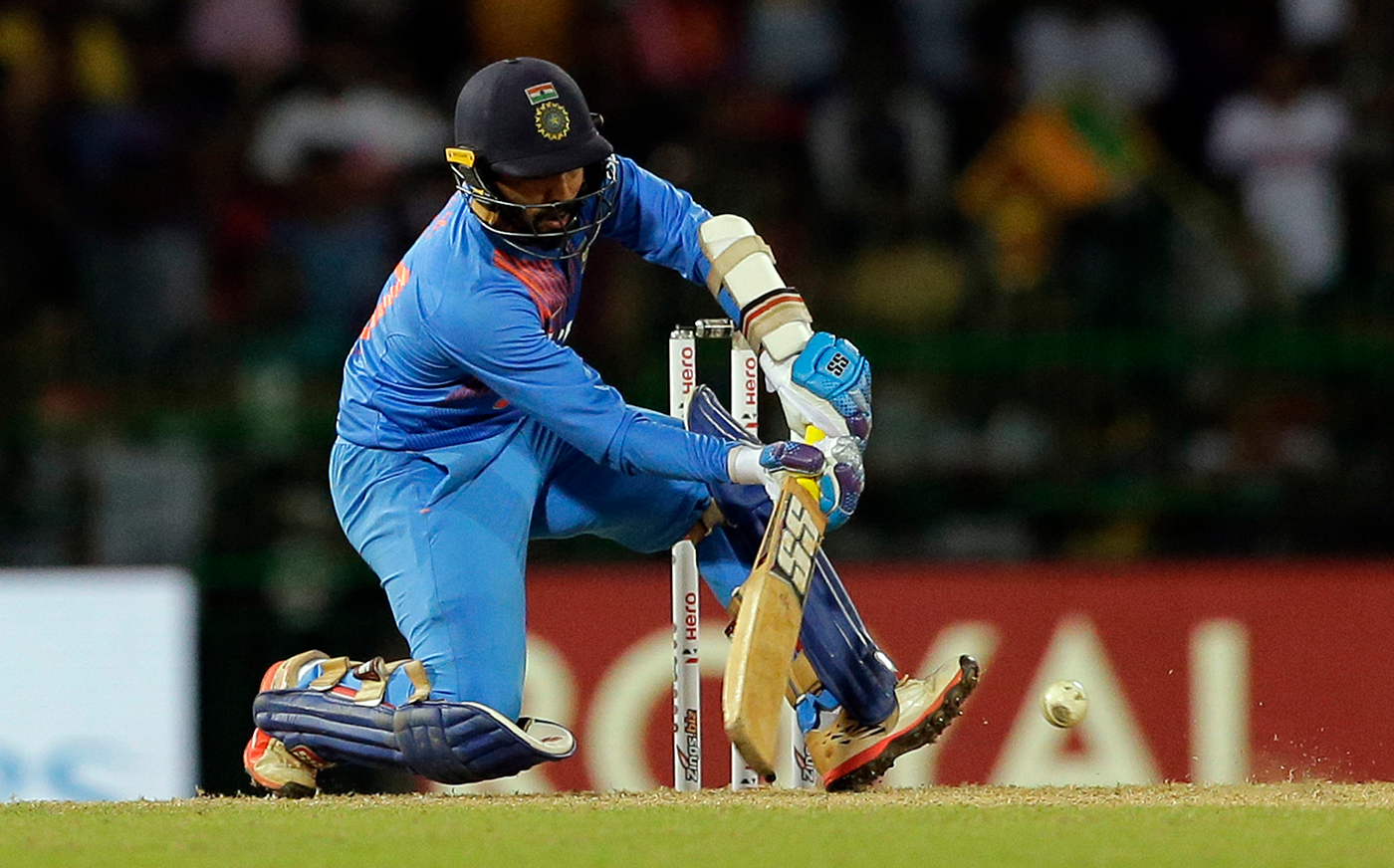 Dinesh Karthik lines up to play a shot